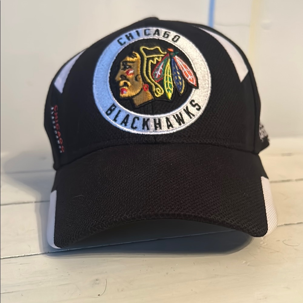 Black Chicago Blackhawks Adidas Fitted Cap S/M